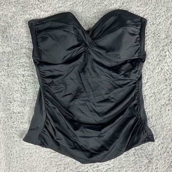 Alloy Apparel Women's Strapless Swim Top L Black Padded Crossover - Picture 1 of 8